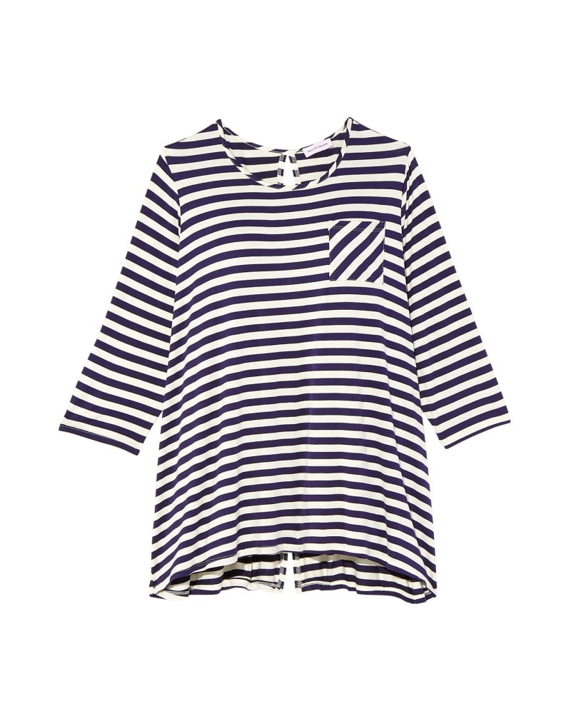 Front of plus size Stacey 3/4 Sleeve Split Back Tee by Molly&Isadora | Dia&Co | dia_product_style_image_id:140902